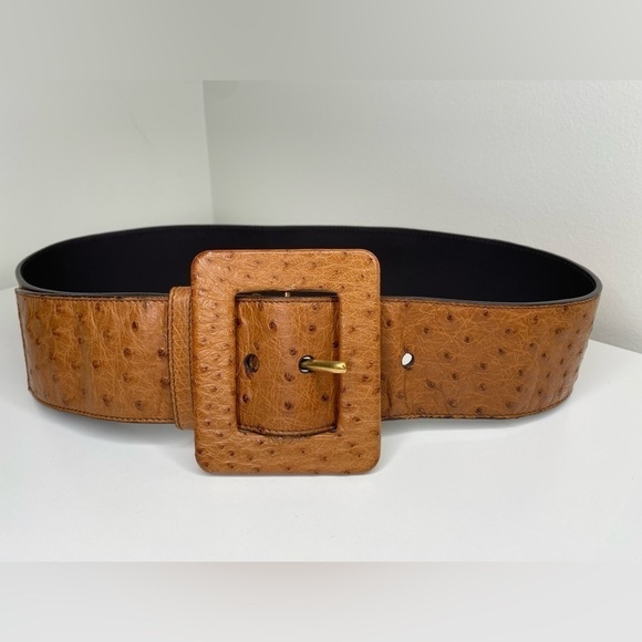 Yves Saint Laurent Wide Ostrich Belt - Picture 3 of 9
